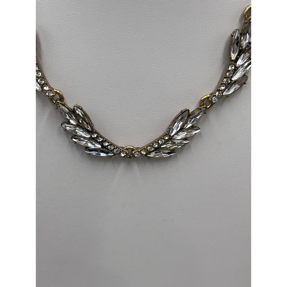 J. Crew Fan Feather Leaves Rhinestone Bling Collar Necklace‎ - Picture 5 of 14